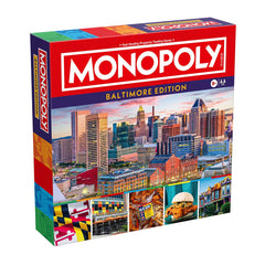 Baltimore, MD Monopoly Board Game featuring city landmarks and iconic imagery of Baltimore
