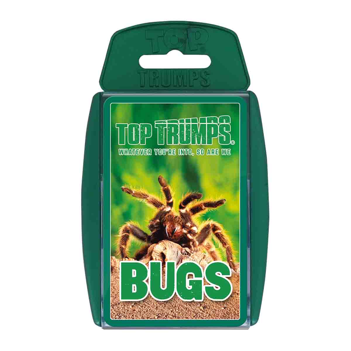 Bugs Top Trumps Card Game packaging featuring a spider on the front, designed for fun family gameplay.