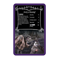 Nightmare Before Christmas Top Trumps Card Game Jack is Missing card with ratings for Spooky and Mischief.