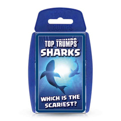 Sharks Top Trumps Card Game featuring the question 'Which is the scariest?' on the card design.