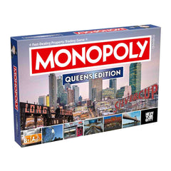 Monopoly Queens Edition board game box featuring Queens, NY landmarks.